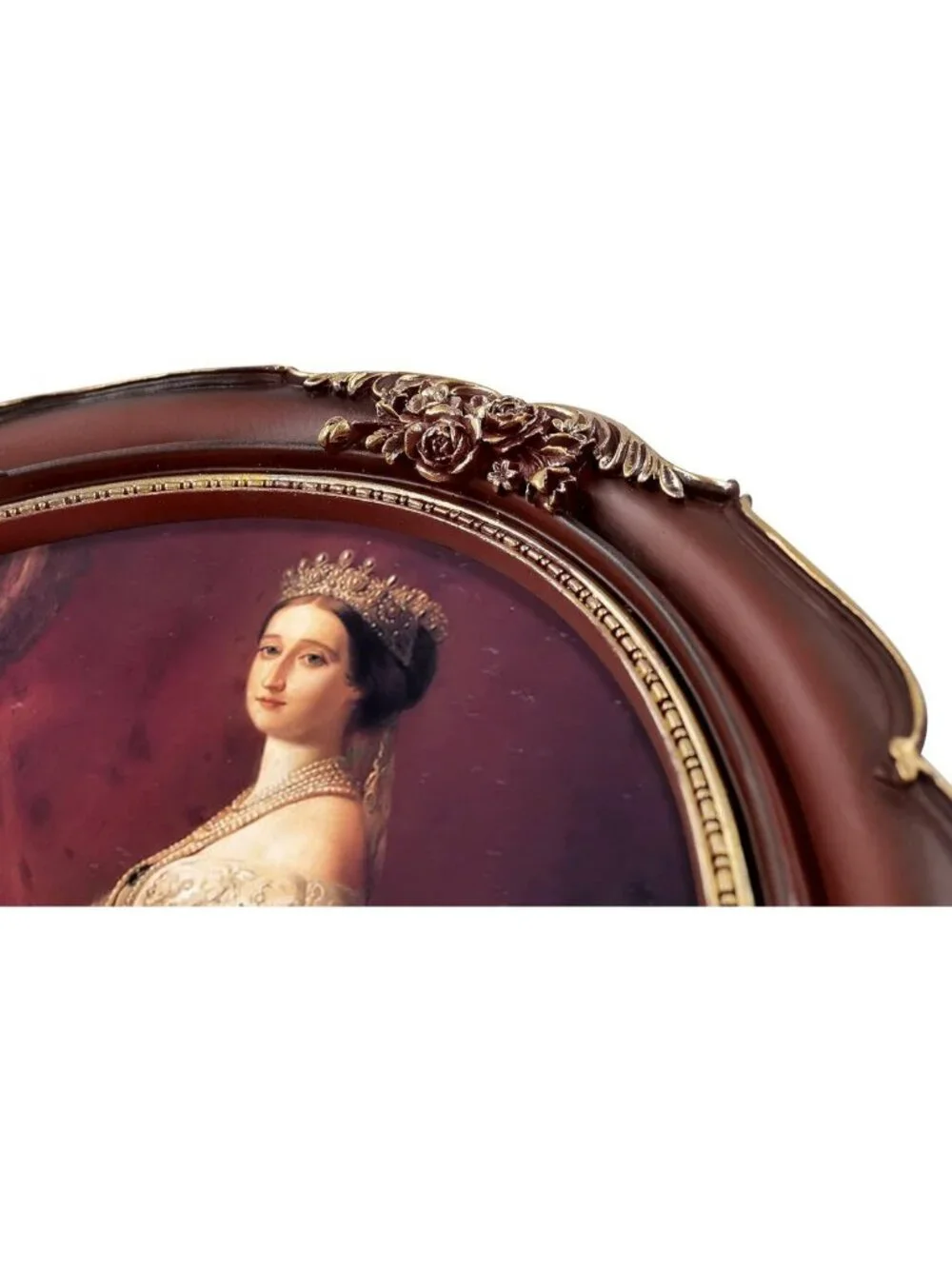 Vintage Oval Picture Frame 11x14, Mahogany with Gold Trim, Antique Wall Decor